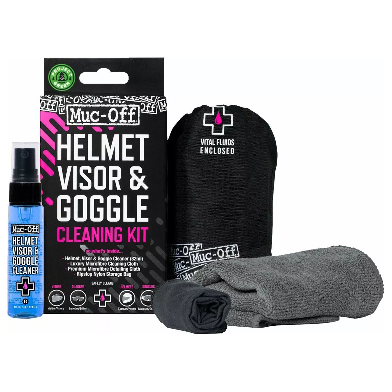 Nettoyant casque Muc-Off Helmet, Visor & Goggle Cleaning Kit V2