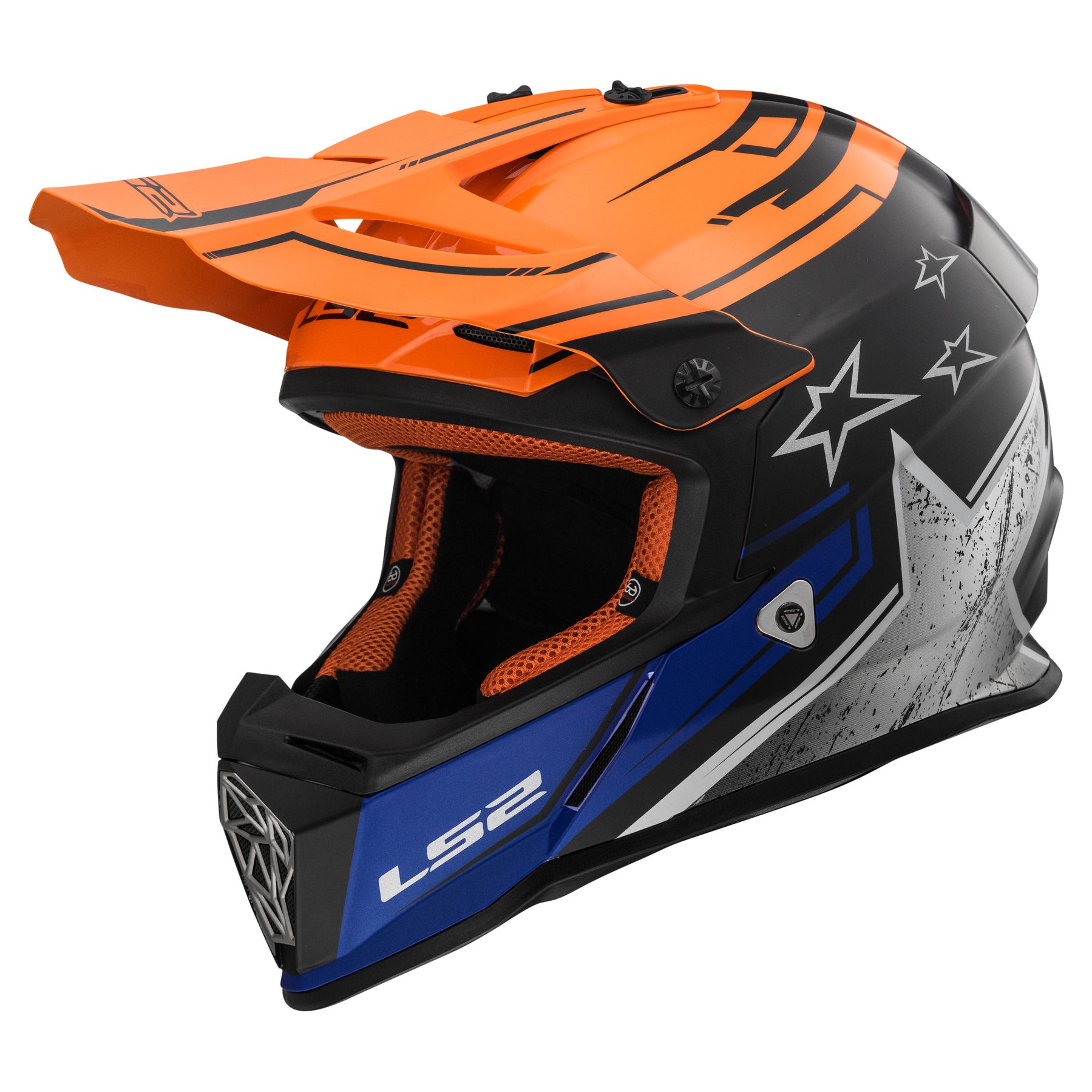 Casque cross ls2 mx437 fast core matt black orange 2019 casque