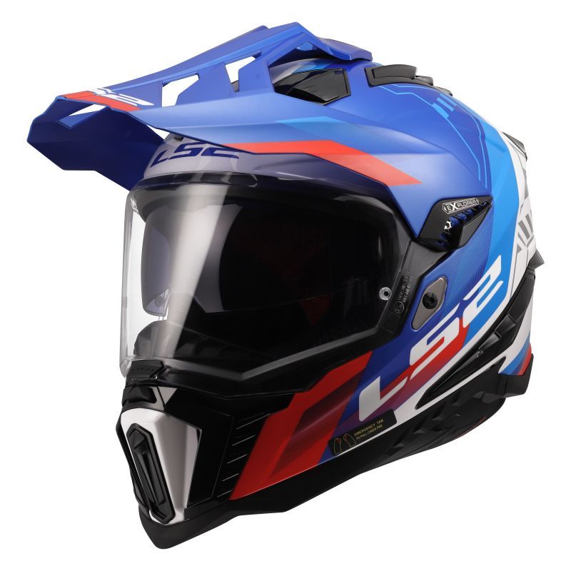 LS2 Casque intégral LS2 MX701 EXPLORER HEXA — bleu, rouge et blanc