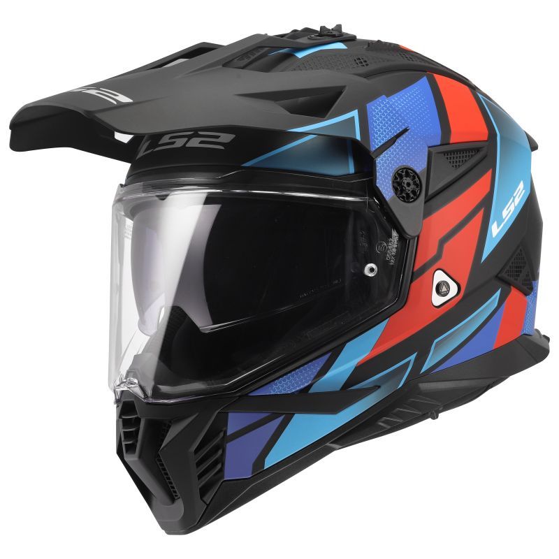 LS2 Casque intégral LS2 MX702 PIONEER II BLOCK — noir, bleu et rouge