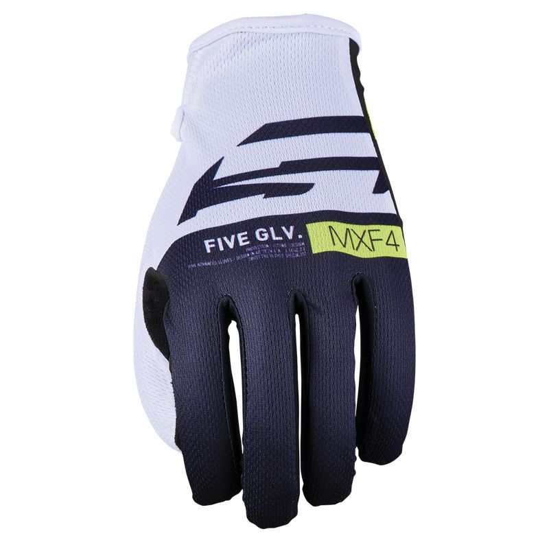 FIVE Gants cross Five MXF4 2026 — bleu, blanc et jaune fluo