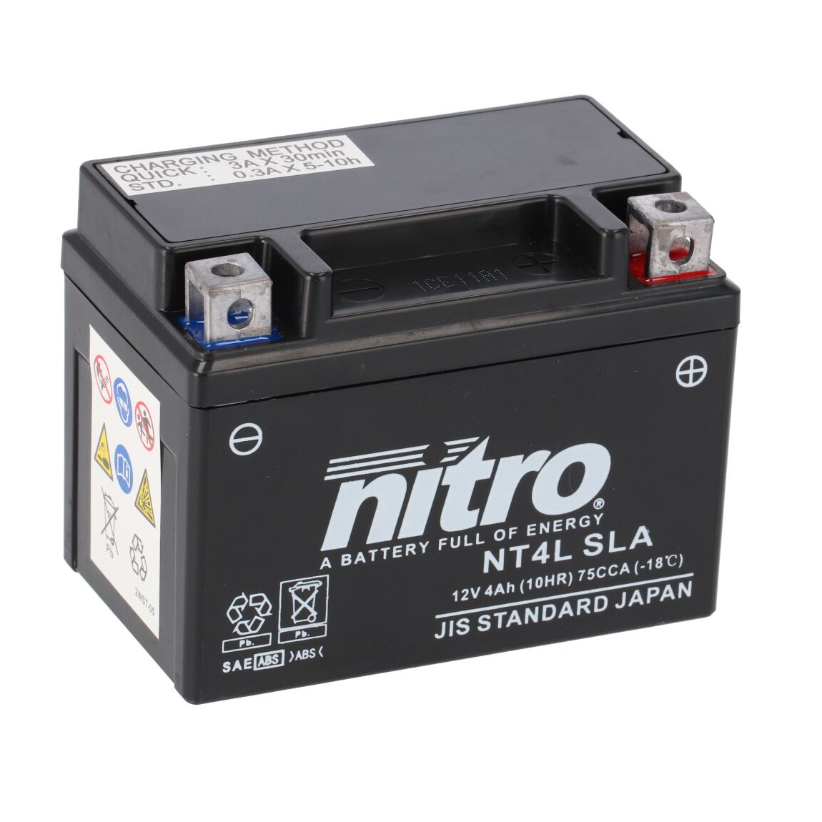 Batterie Nitro NT4L SLA FERME TYPE ACIDE SANS ENTRETIEN/PRÊTE À L'EMPLOI