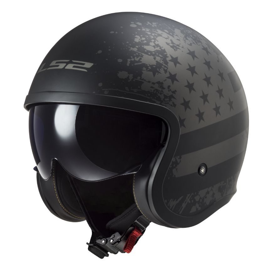 Casque jet LS2 OF599 - SPITFIRE II - BLACK FLAG