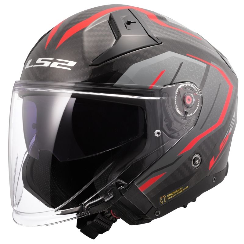 LS2 Casque jet LS2 OF603 INFINITY II - CARBON URUS — carbone et rouge