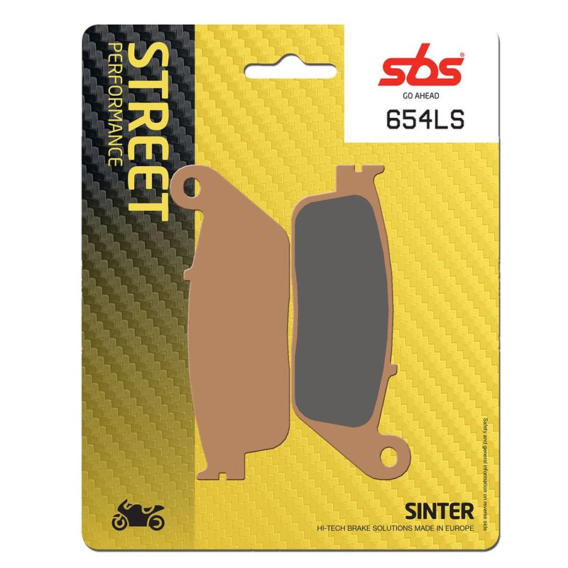 Plaquettes de freins SBS 654LS Sinter Métal Fritté avant/arrière (selon modèle)