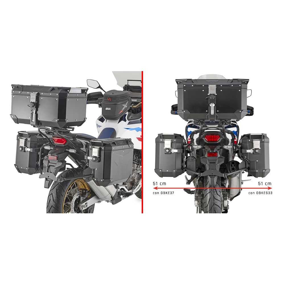 Support valises Givi spécifique PL ONE-FIT avec dégagement pour l?échappement