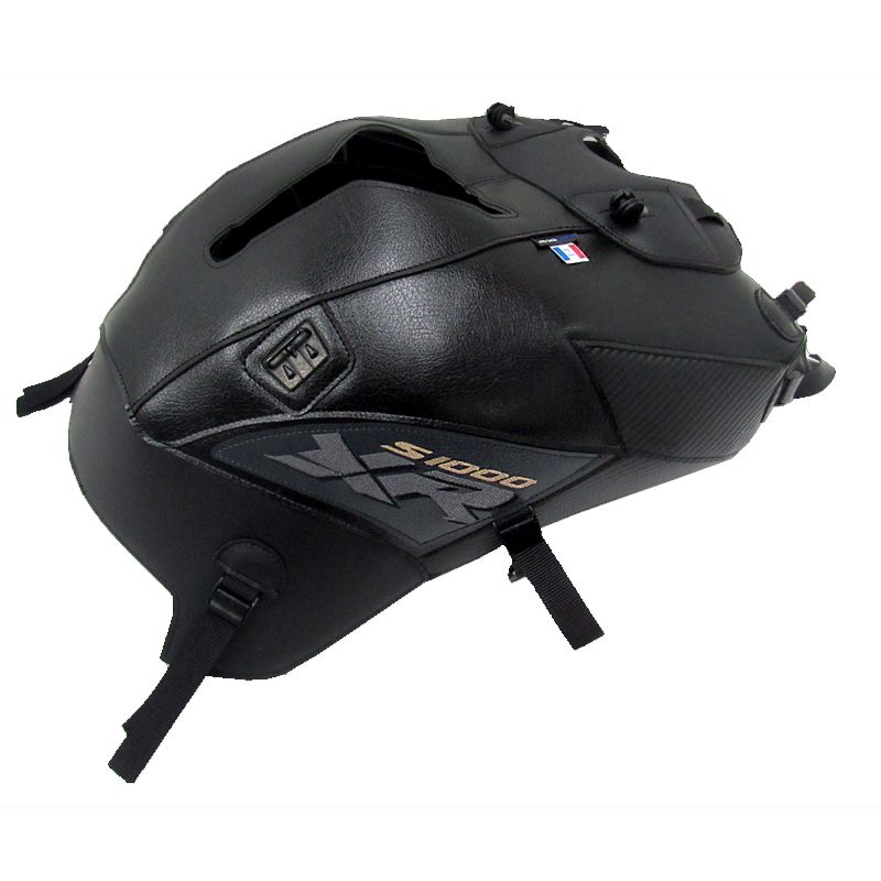 Tapis de réservoir Bagster NOIR/NOIR MAT GRAINE/CARBONNE/DECO ANTHRACITE/LETTRES OR/ORAGE