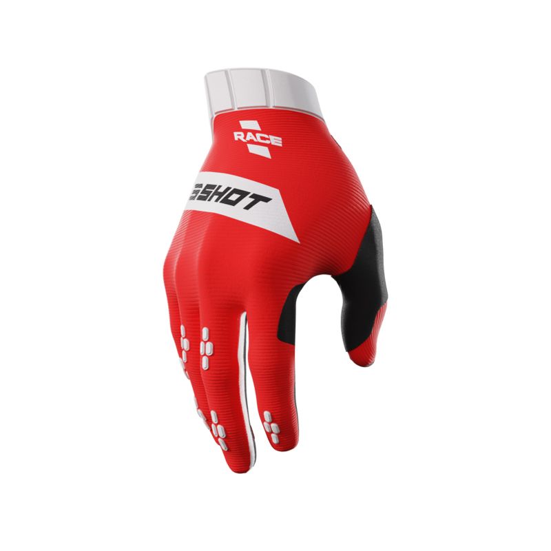 SHOT Gants cross Shot RACE 2024 — rouge et blanc