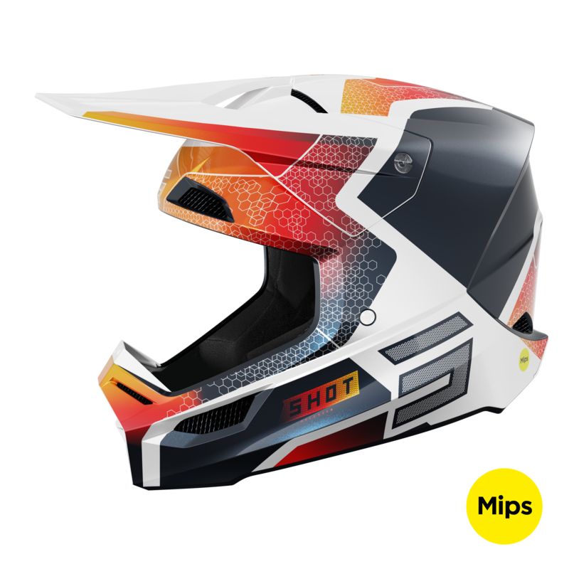 SHOT Casque cross Shot RACE - PHASER 2025 — bleu, rouge et blanc
