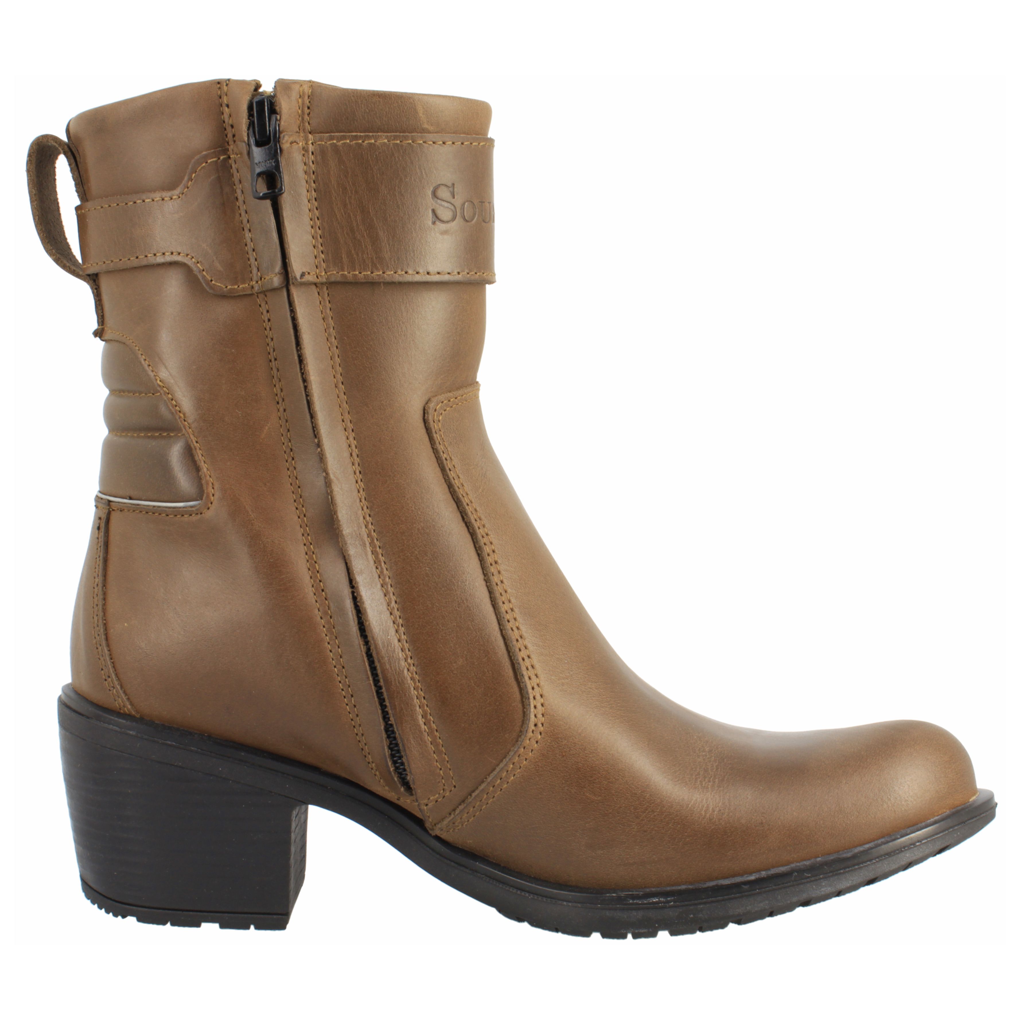 Demi-bottes Moto Femme Combat Motoblouz - Cuir De Vachette, Talon 5 Cm, Certifiées CE - Marron