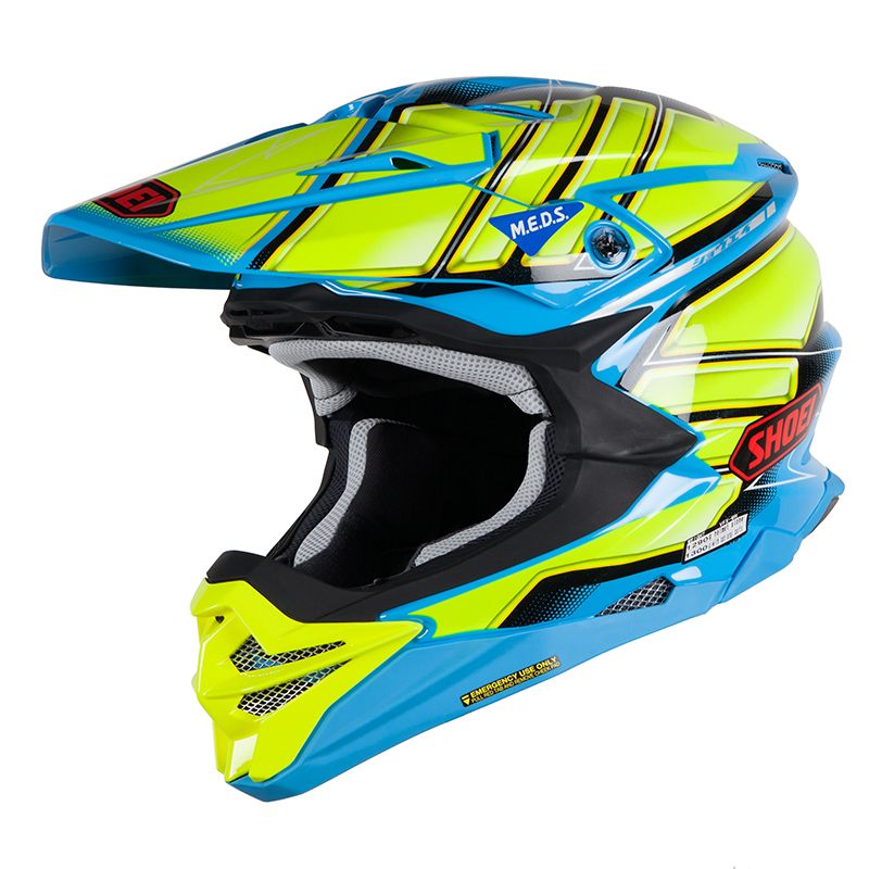 Casque Cross Shoei Vfx Wr Glaive Blue Yellow Tc 2 2019 Casque