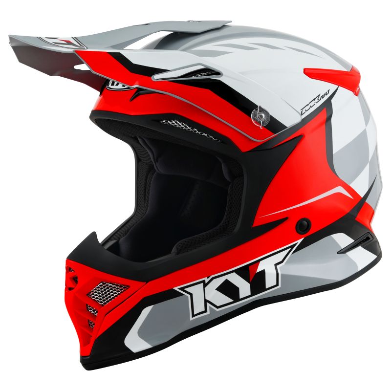 Image of Casque cross KYT SKYHAWK - GLOWING - WHITE/RED 2023