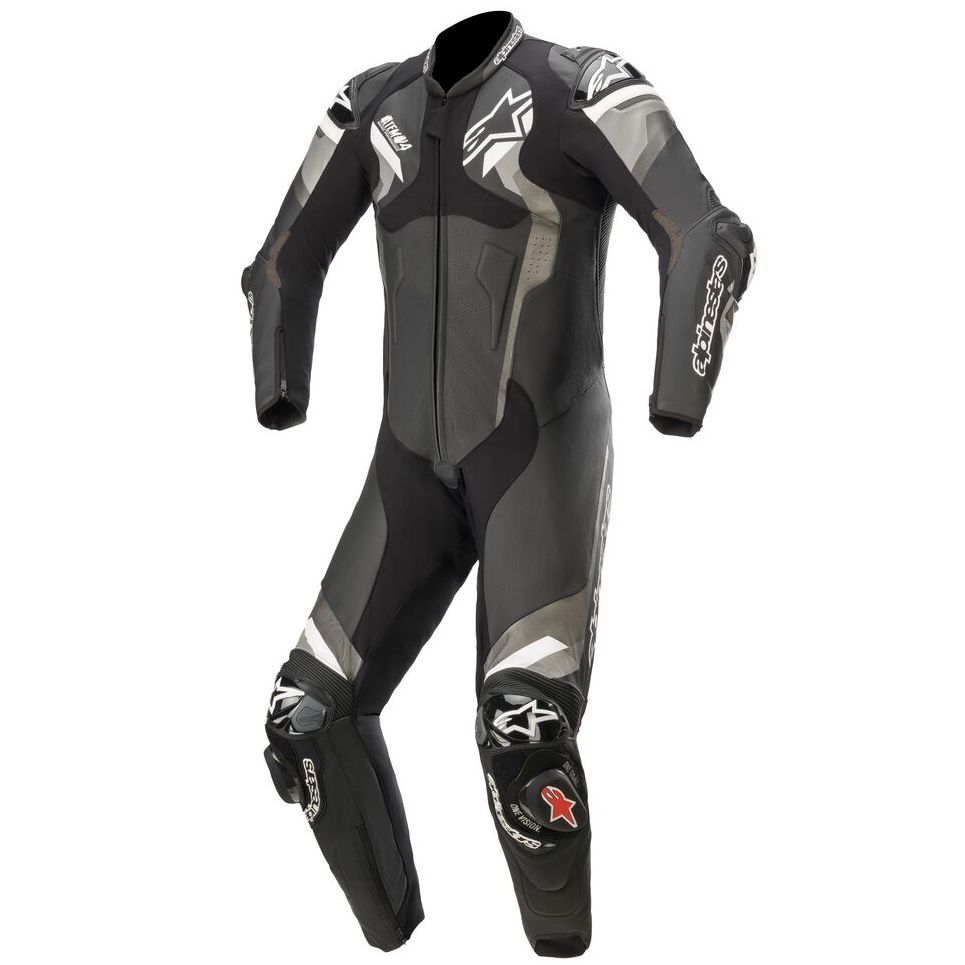 Image of Alpinestars Atem V4 Costume en cuir de moto d’une pièce Noir Gris Blanc 50