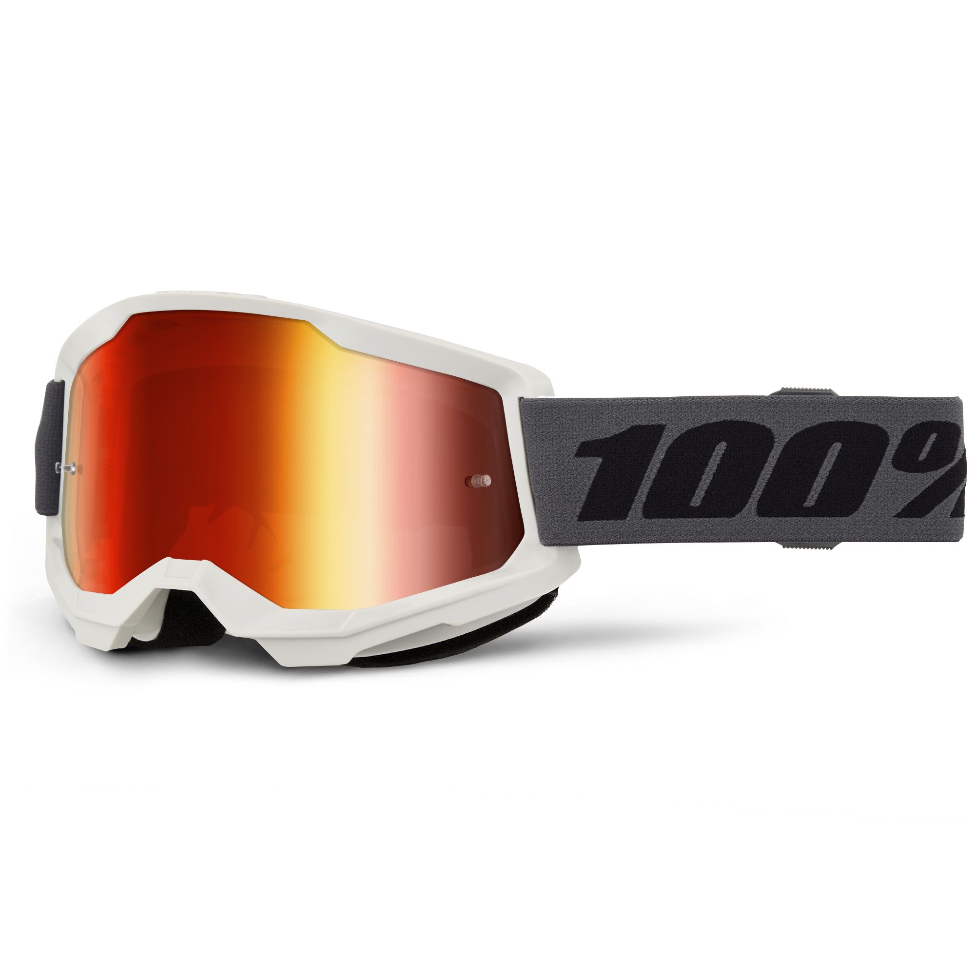 Masque cross 100% STRATA 2 Gris- Mirror Rouge 2026