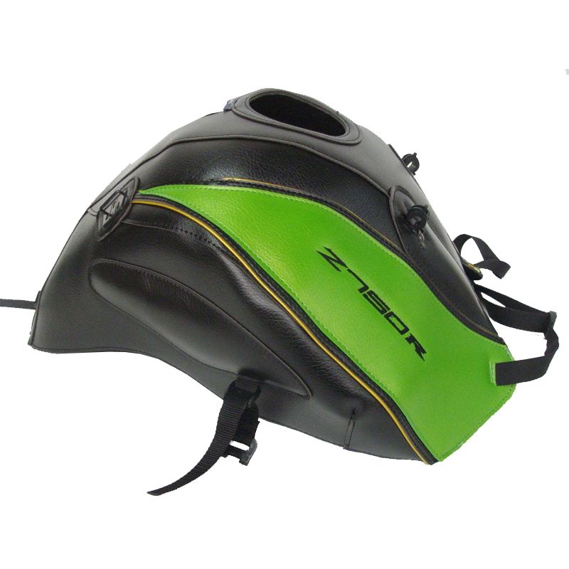 Tapis de réservoir Bagster Noir/Déco Vert Nacré/Lisere Jaune Or