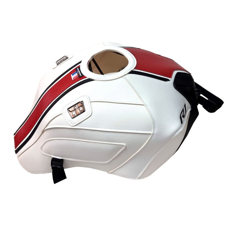 Tapis de réservoir Bagster Blanc/noir mat grainé/déco rouge