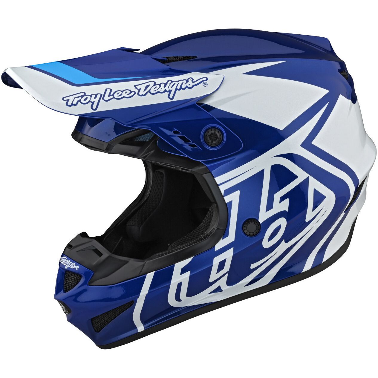 Image of Casque cross TroyLee design GP JUNIOR OVERLOAD BLUE/WHITE