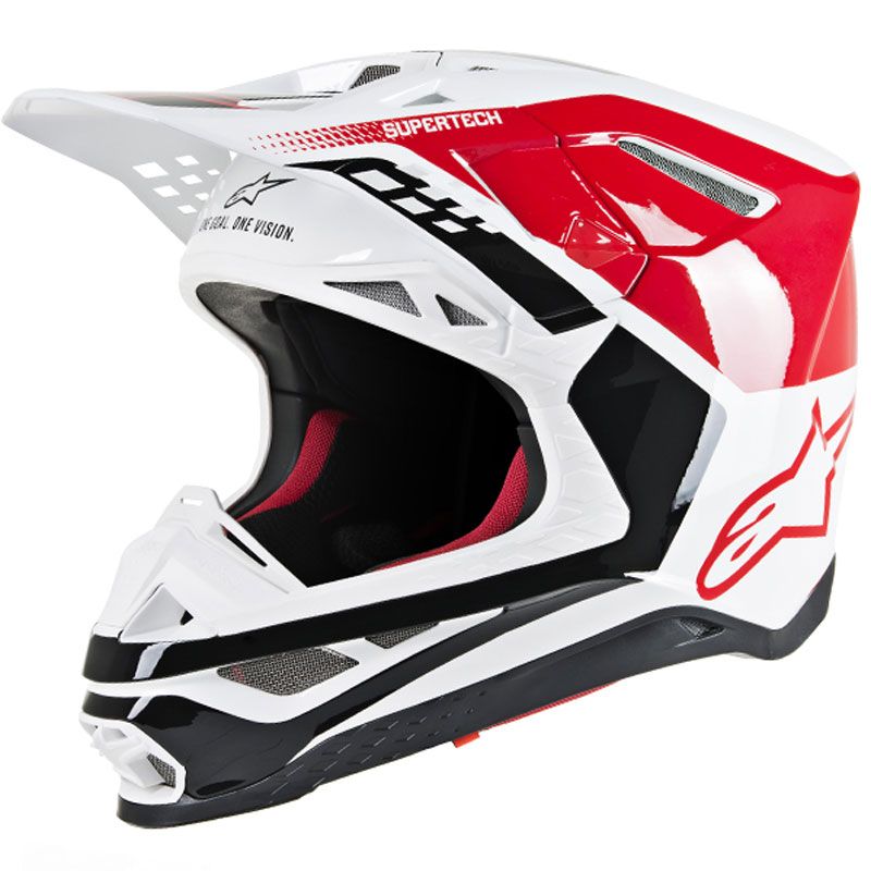 Casque moto blanc et rouge