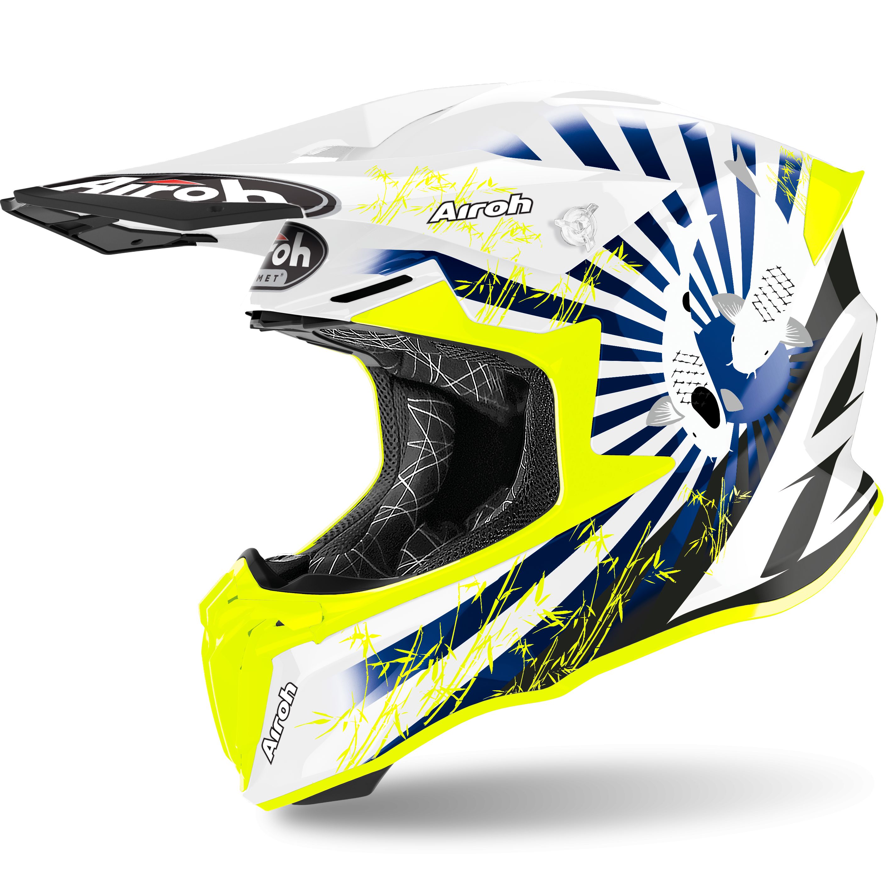 Image of Airoh Twist 2.0 Katana Casque Motocross Jaune Bleu 2XL