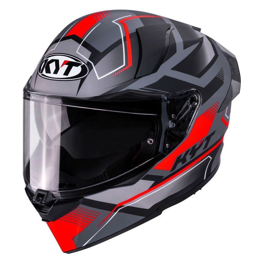 KYT Casque intégral KYT R2R PARSEC — gris et rouge mat
