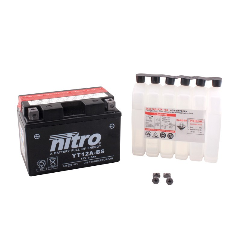 Batterie Nitro Yt12a-bs Agm Ouvert Avec Pack Acide Type Acide