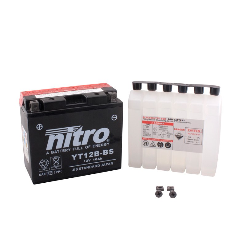 Batterie Nitro Yt12b-bs Agm Ouvert Avec Pack Acide Type Acide