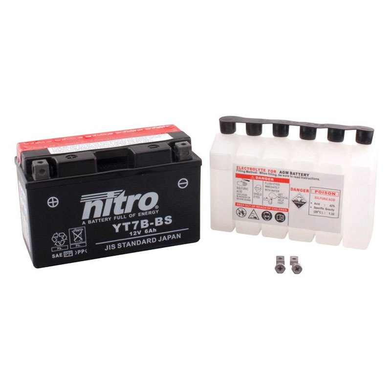 Batterie Nitro Yt7b-bs Agm Ouvert Avec Pack Acide Type Acide