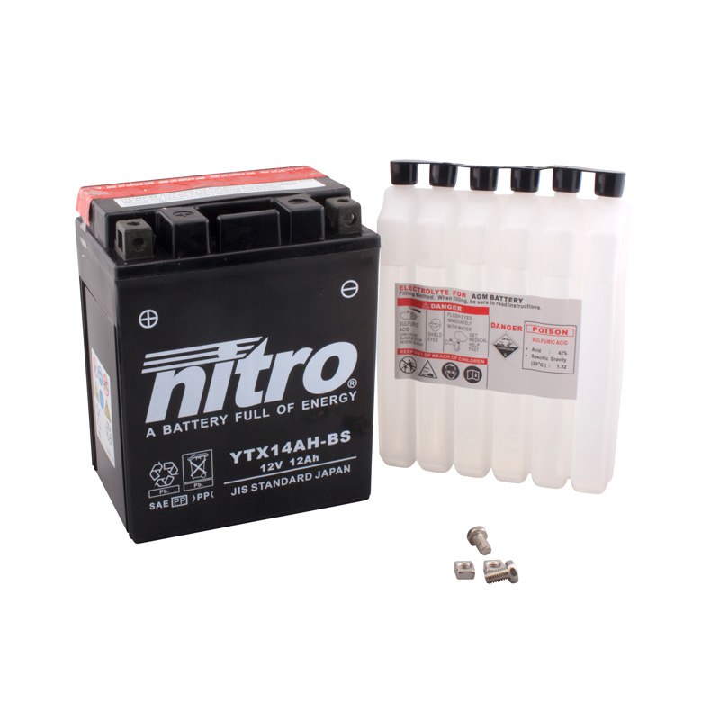 Batterie Nitro Ytx14ah-bs Agm Ouvert Avec Pack Acide H Type Acide