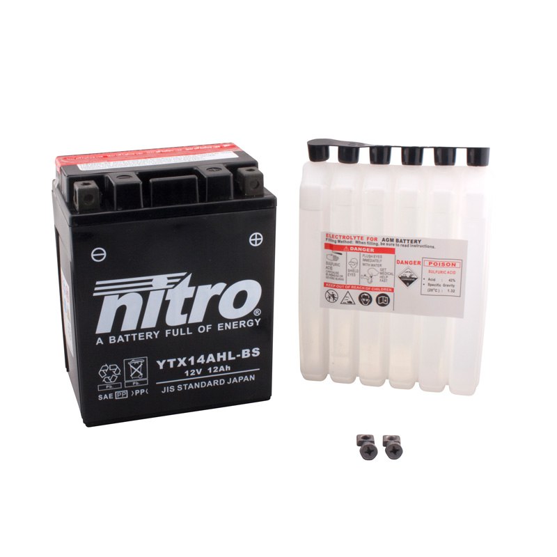 Batterie Nitro Ytx14ahl-bs Agm Ouvert Avec Pack Acide Type Acide