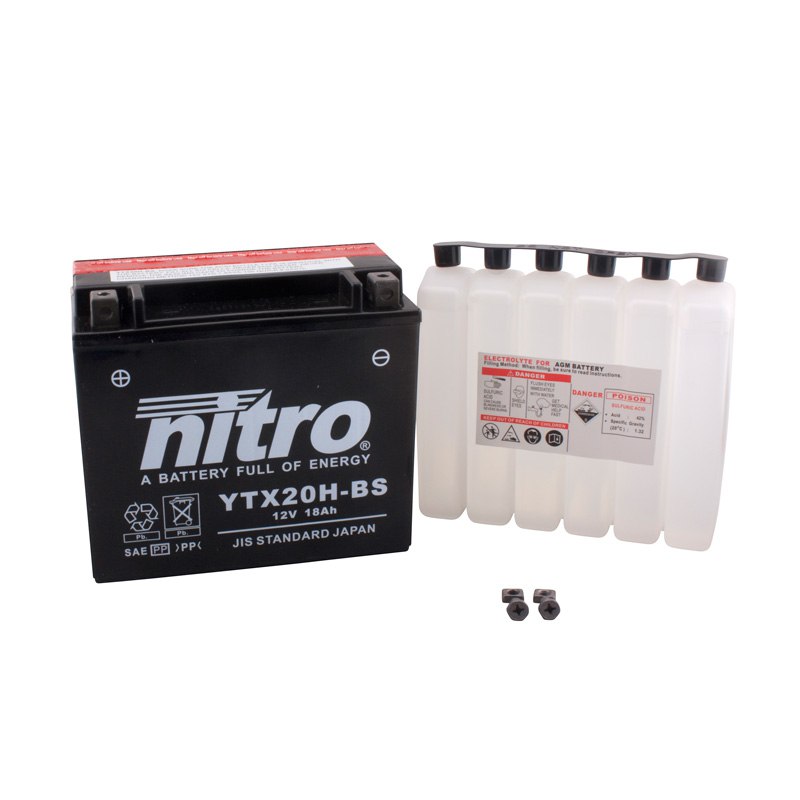Batterie Nitro Ytx20h-bs Agm Ouvert Avec Pack Acide Hp Type Acide