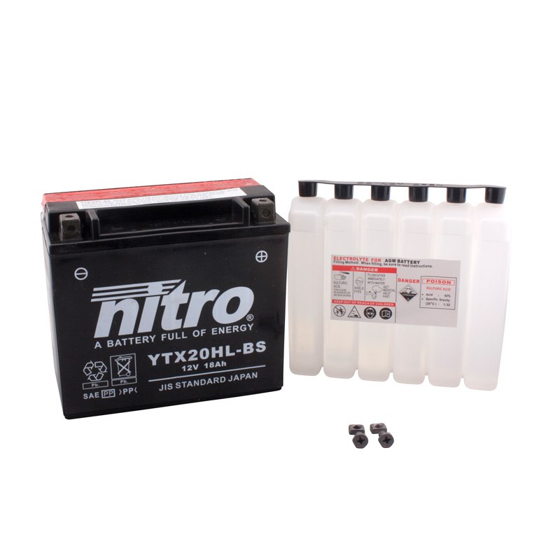 Batterie Nitro Ytx20hl-bs Agm Ouvert Avec Pack Acide H Type Acide