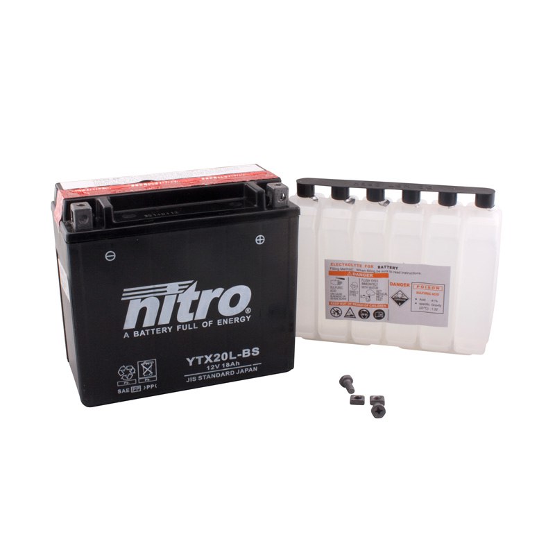 Batterie Nitro Ytx20l-bs Agm Ouvert Avec Pack Acide Type Acide