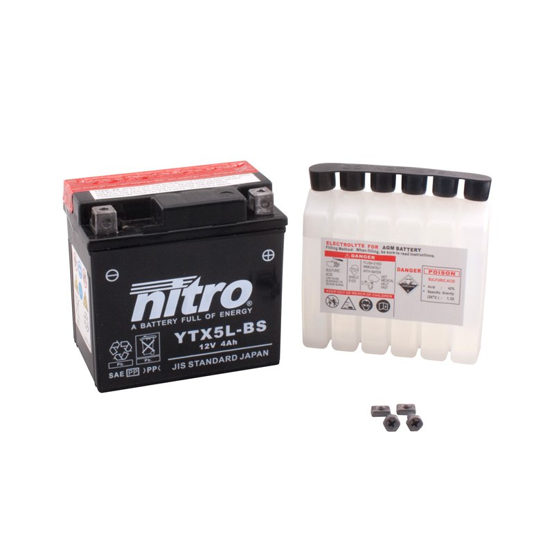 Batterie Nitro Ytx5l-bs Agm Ouvert Avec Pack Acide Type Acide