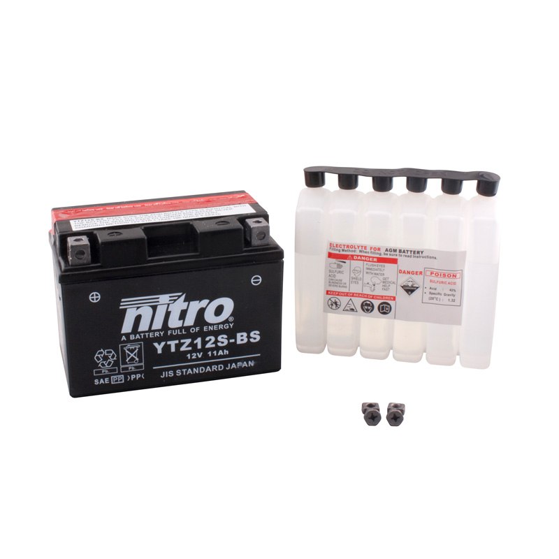 Batterie Nitro Ytz12s-bs Agm Ouvert Avec Pack Acide Type Acide